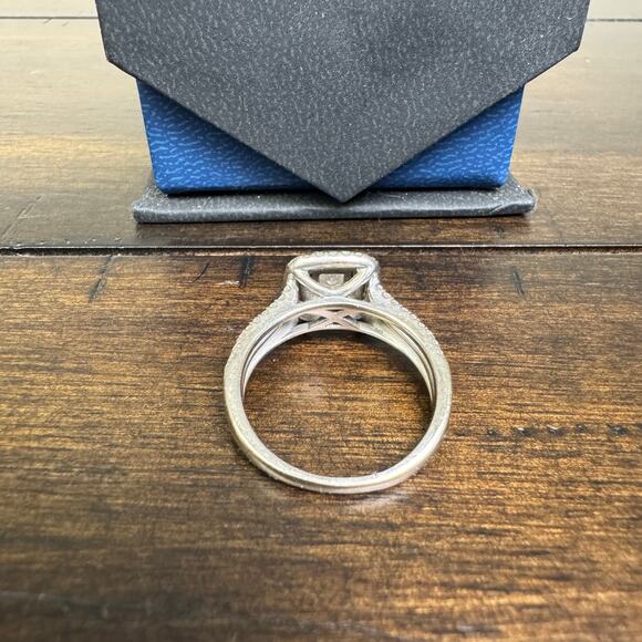 Helzberg Diamonds 14k White Gold Double Halo Bridal Ring 1 1/4CTW Womens 7.5 - Picture 4 of 8